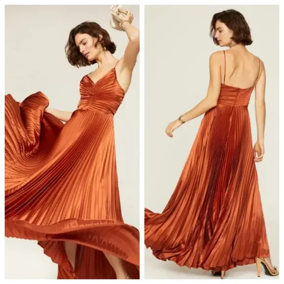 DELFI Collective Aria Satin Sweetheart Gown Brown M - Picture 1 of 11